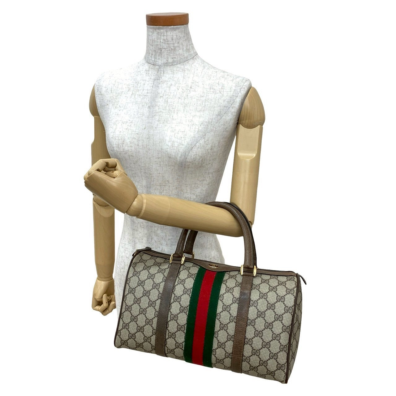 GUCCI Boston Duffel bag leather Brown Sherry line