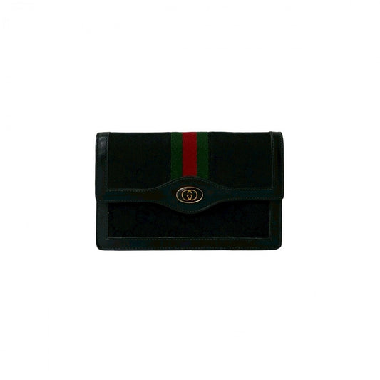 GUCCI Bifold Wallet canvas black Sherry line