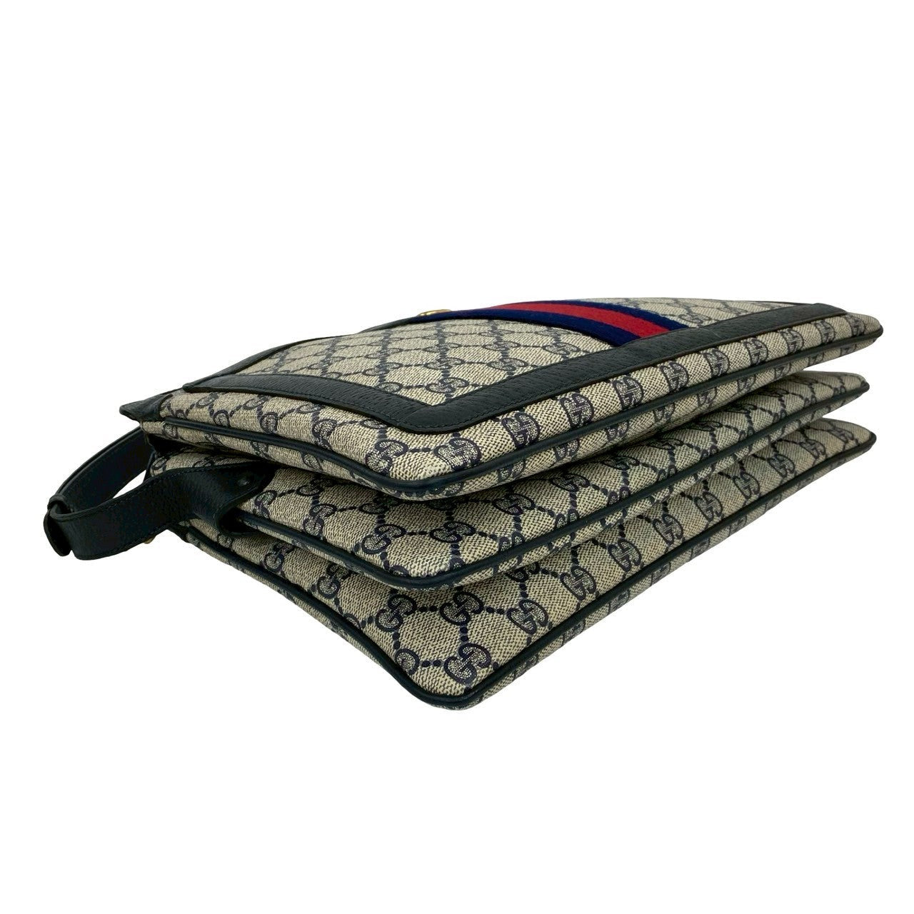 GUCCI Shoulder Bag leather Navy Sherry line