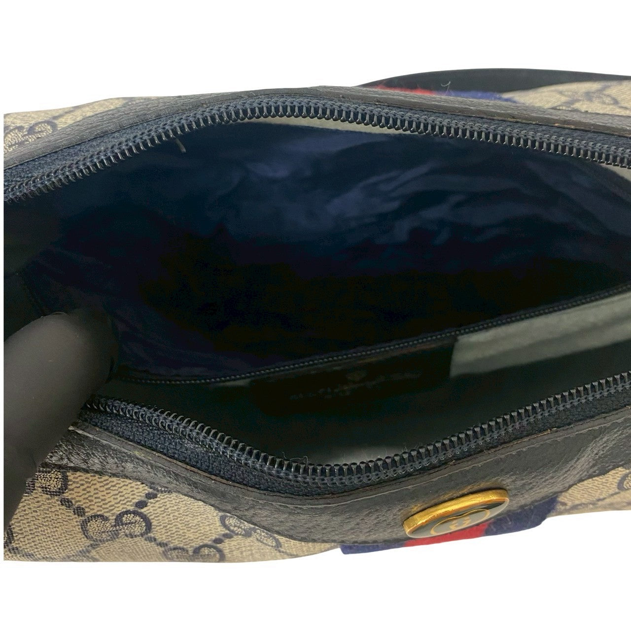 GUCCI Shoulder Bag leather Navy Sherry line