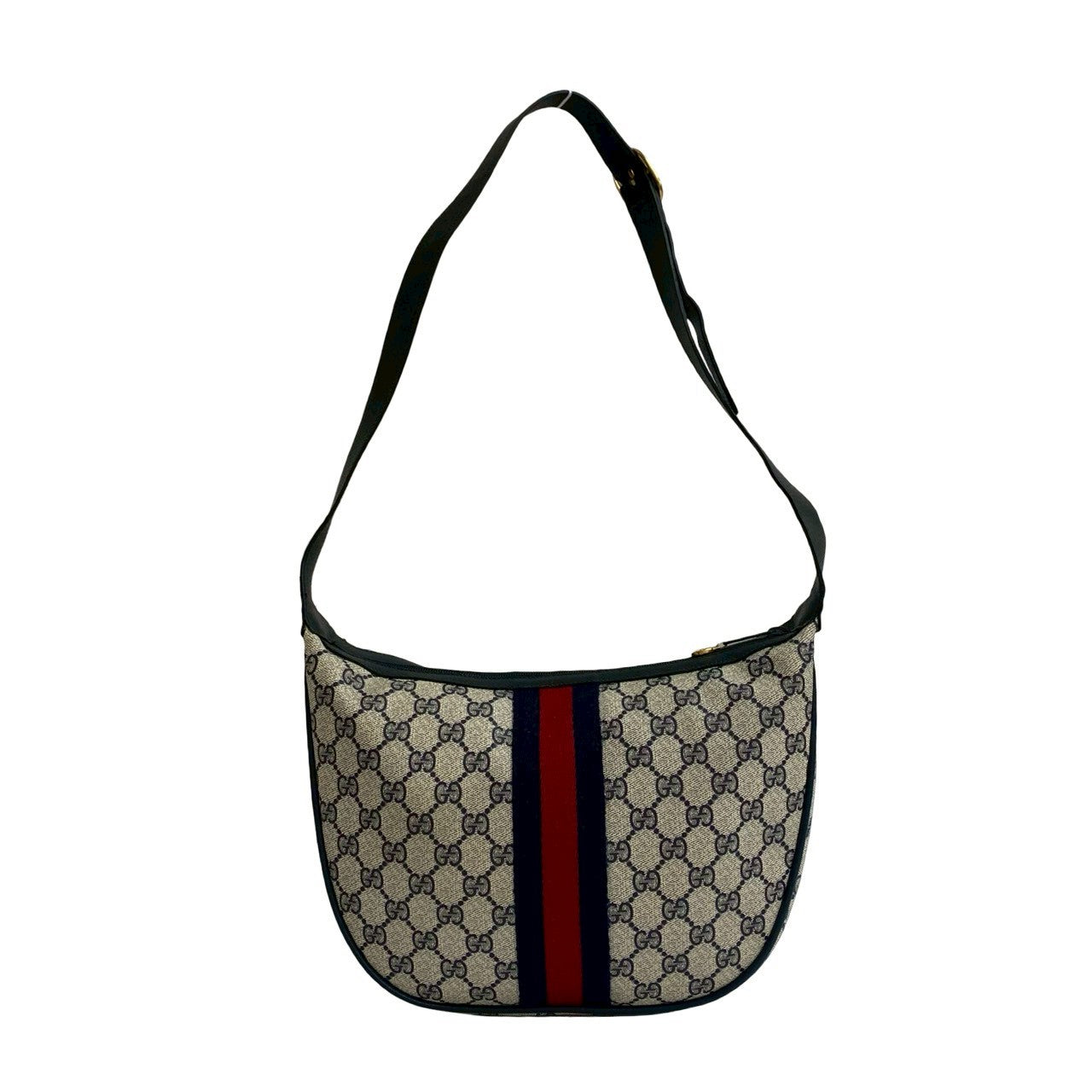 GUCCI Shoulder Bag leather Navy Sherry line