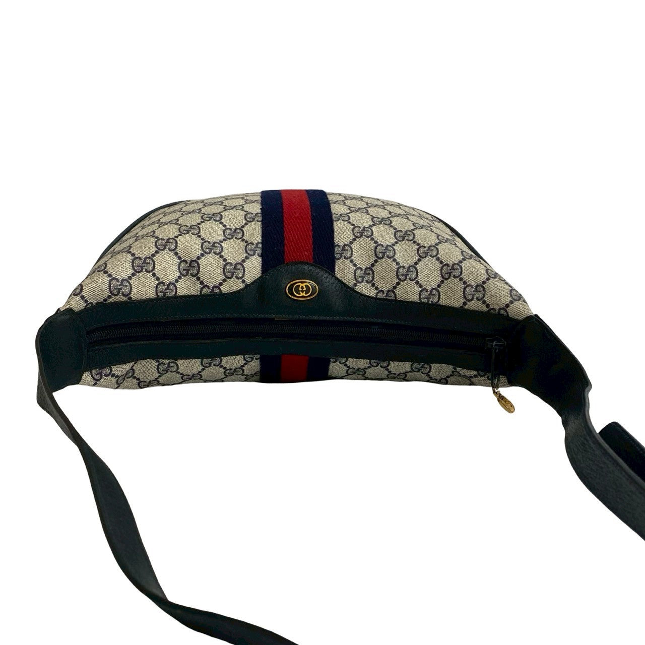 GUCCI Shoulder Bag leather Navy Sherry line