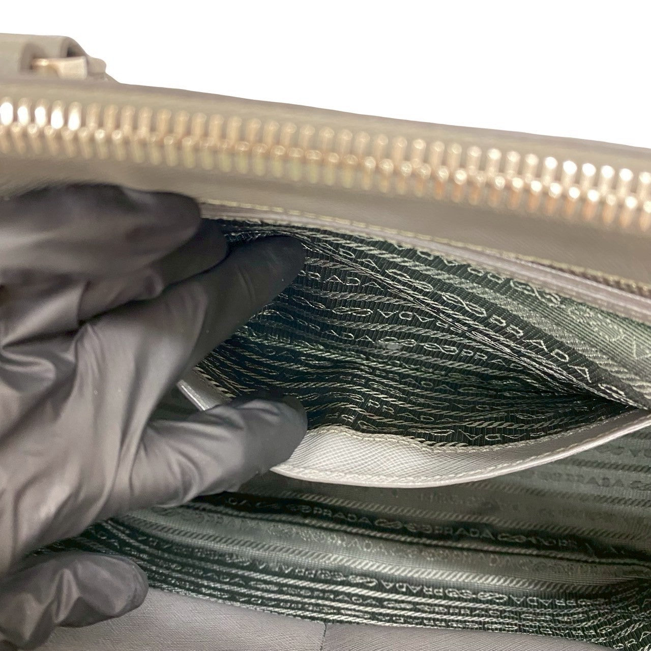 PRADA Handbag leather gray