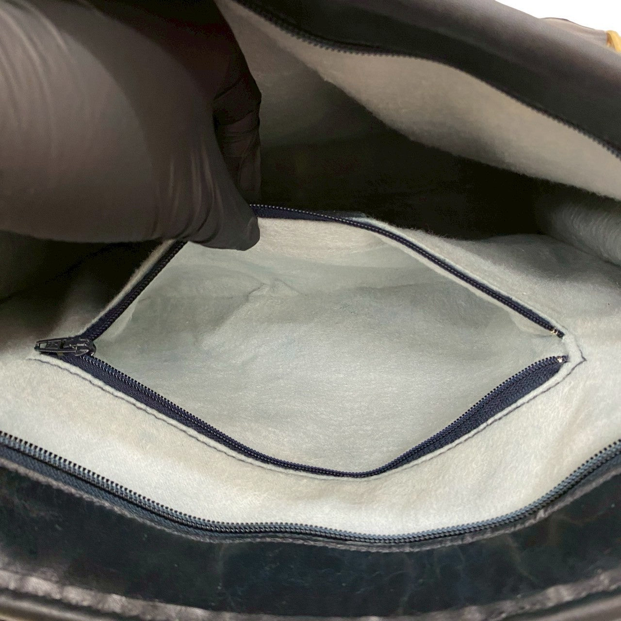 GUCCI Handbag leather Navy Sherry line