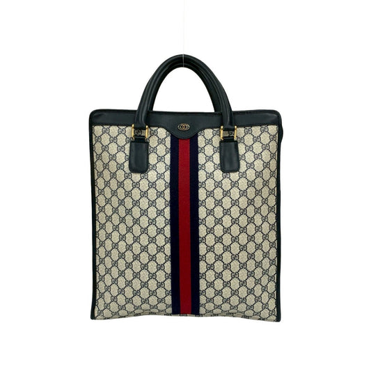 GUCCI Handbag leather Navy Sherry line
