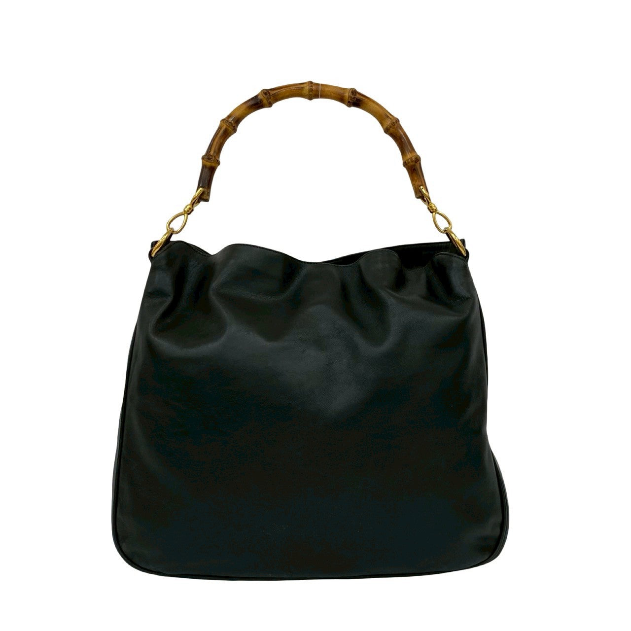 GUCCI Shoulder Bag leather black Bamboo