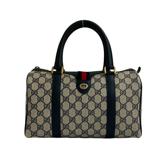 GUCCI Handbag leather Navy Sherry line
