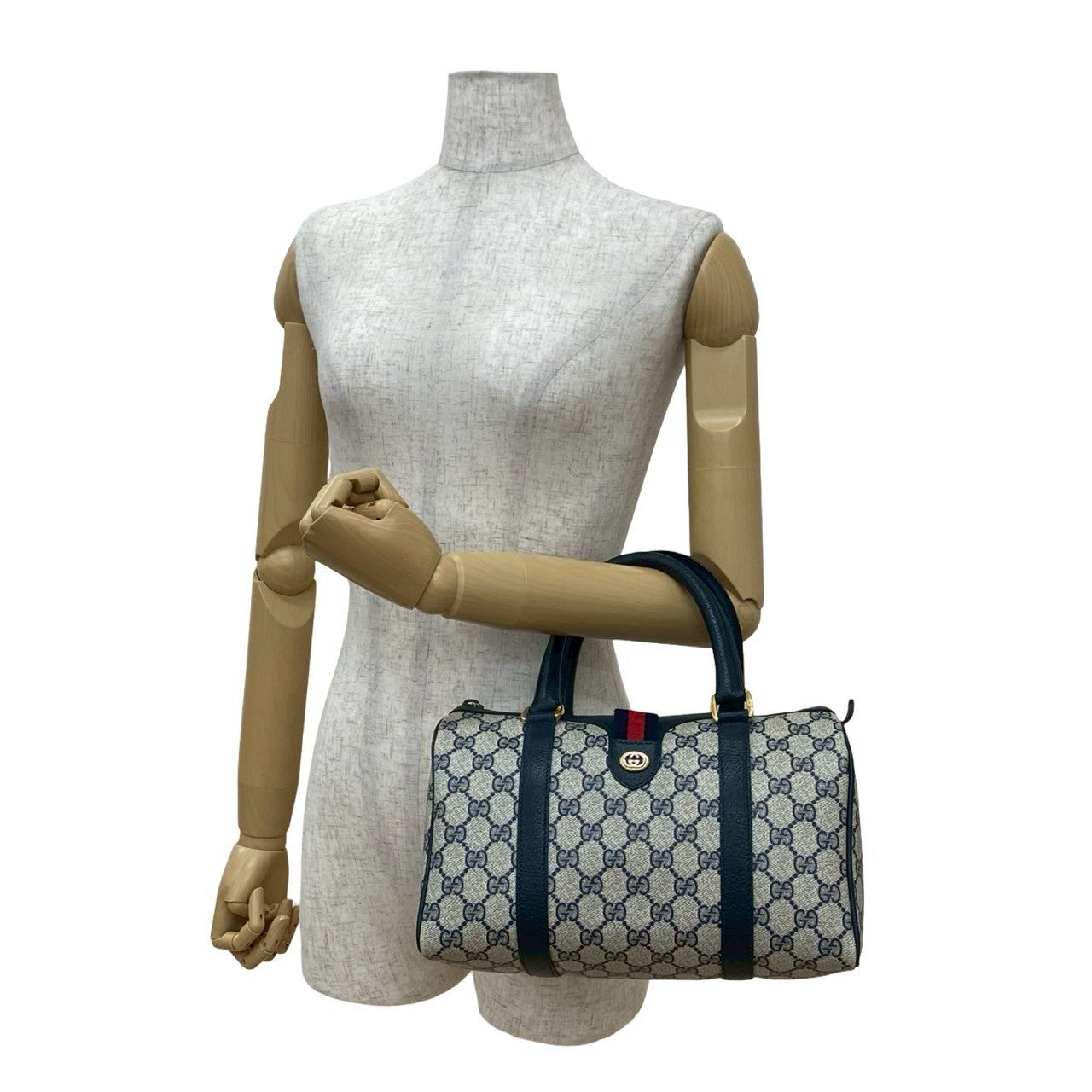 GUCCI Handbag leather Navy Sherry line