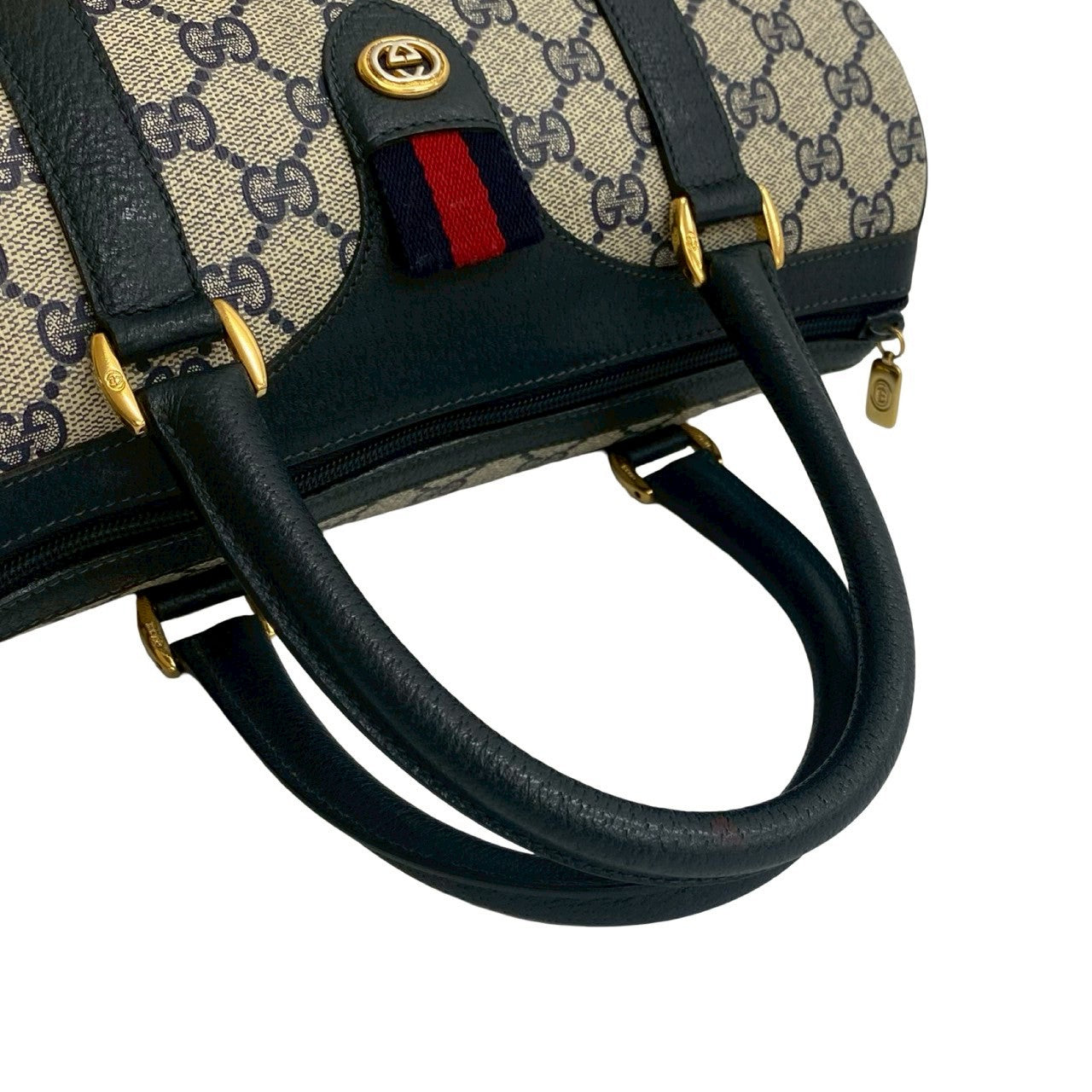 GUCCI Handbag leather Navy Sherry line