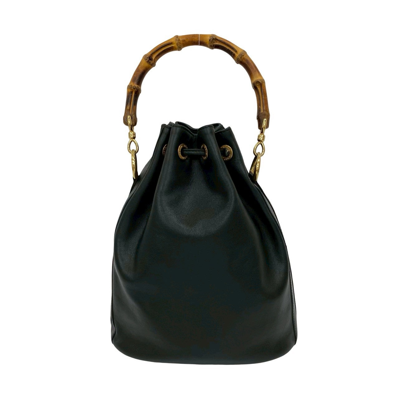 GUCCI Shoulder Bag leather black Bamboo