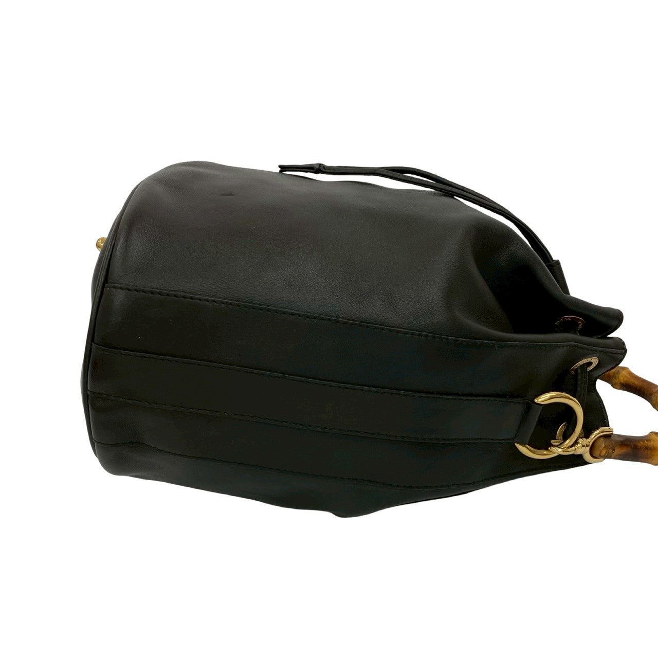 GUCCI Shoulder Bag leather black Bamboo