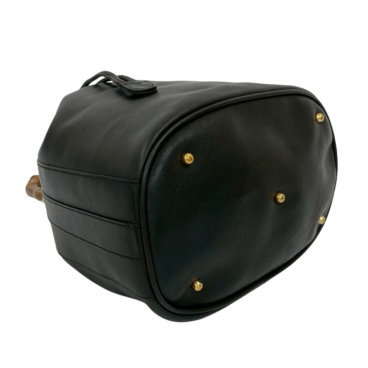 GUCCI Shoulder Bag leather black Bamboo