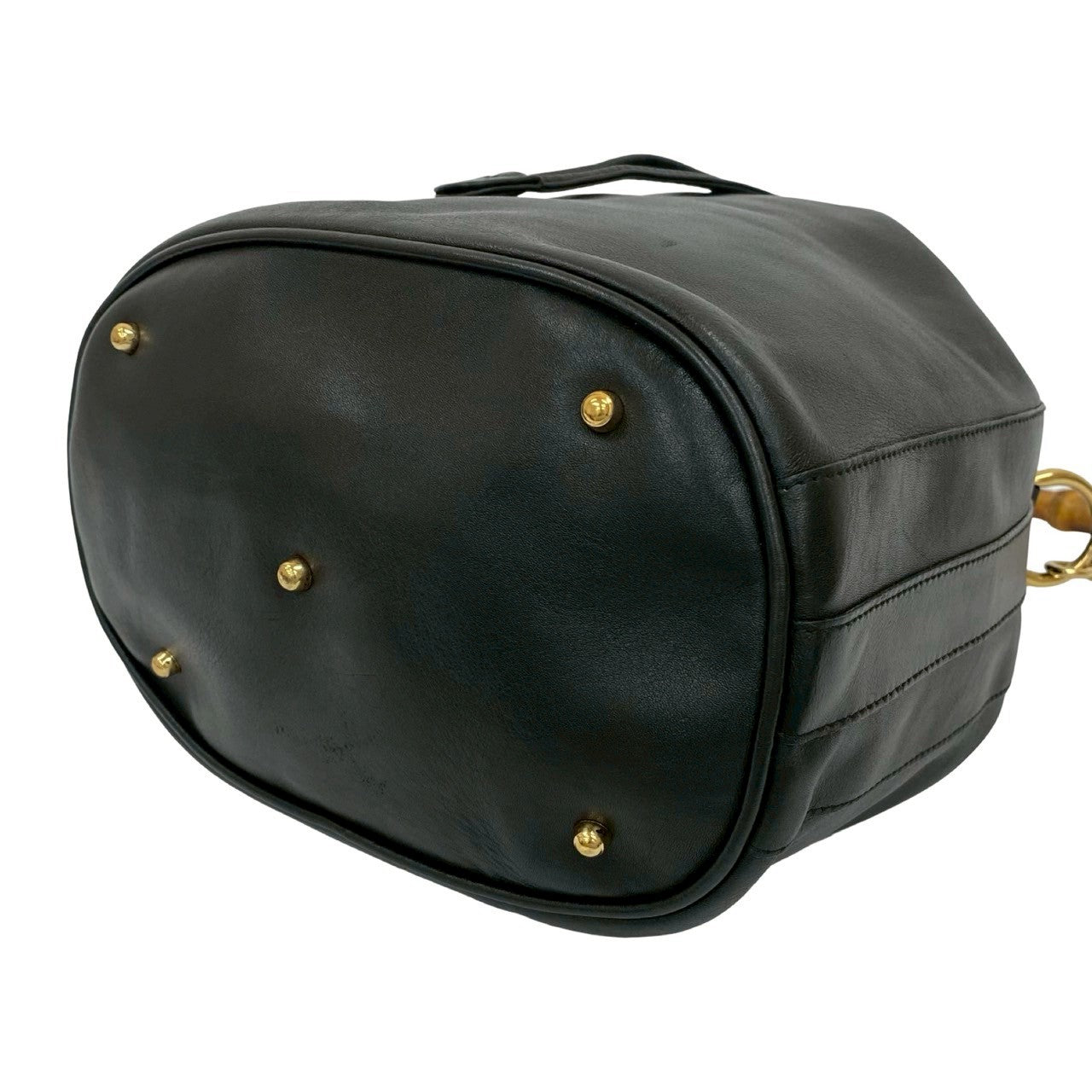 GUCCI Shoulder Bag leather black Bamboo