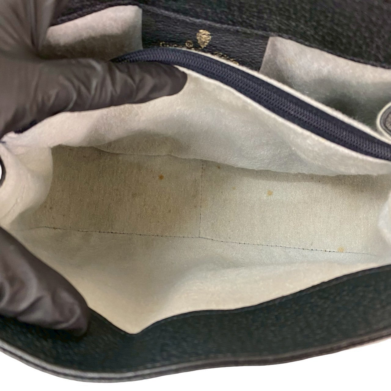 GUCCI Shoulder Bag leather Navy Sherry line