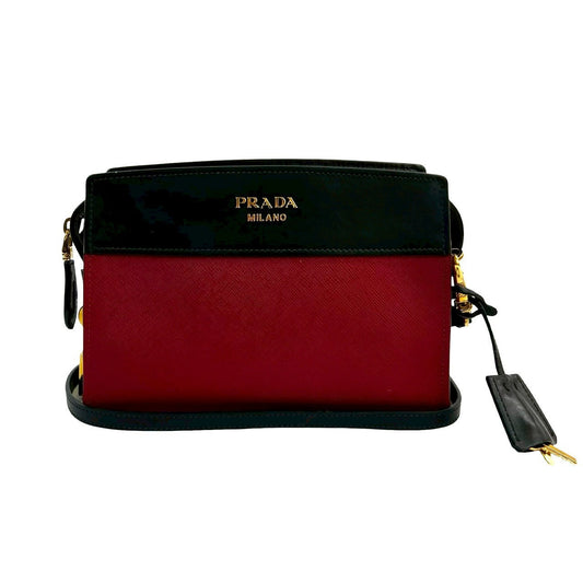 PRADA Shoulder Bag leather black Esplanade