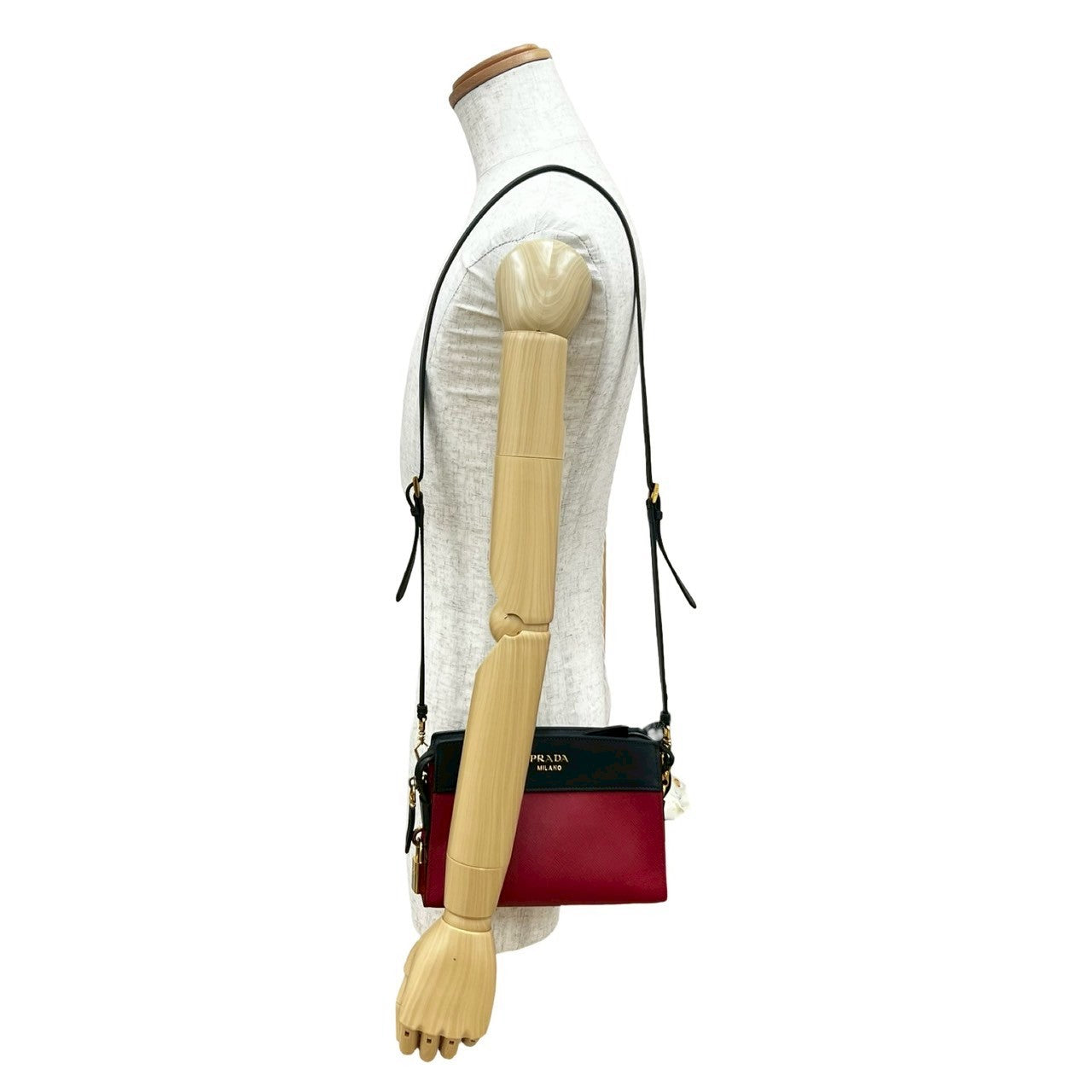 PRADA Shoulder Bag leather black Esplanade