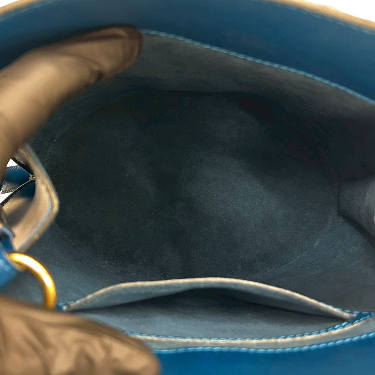 LOUIS VUITTON Shoulder Bag leather blue Epi Cluny