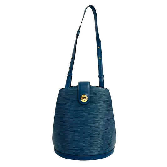 LOUIS VUITTON Shoulder Bag leather blue Epi Cluny