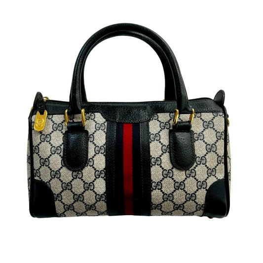 GUCCI Handbag leather Navy Sherry line