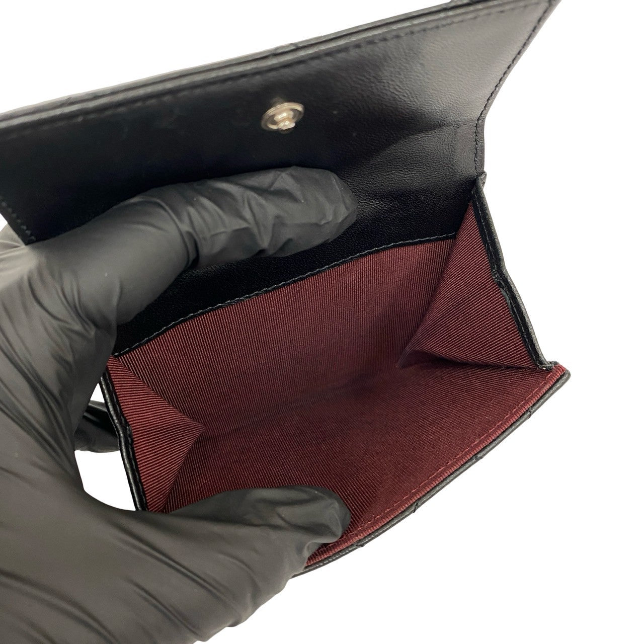 CHANEL Bifold Wallet lambskin black Matrasse