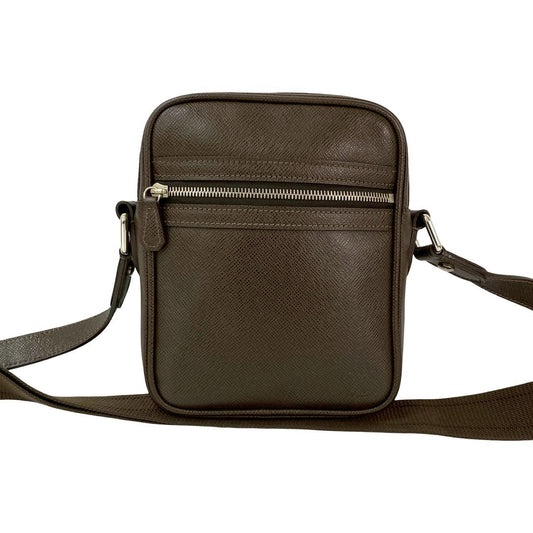 LOUIS VUITTON Shoulder Bag leather Brown Taiga Dimitri
