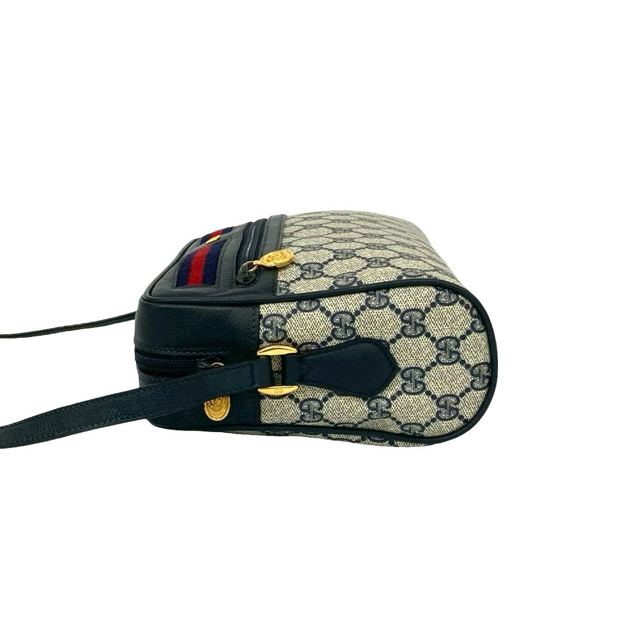 GUCCI Shoulder Bag leather Navy Sherry line