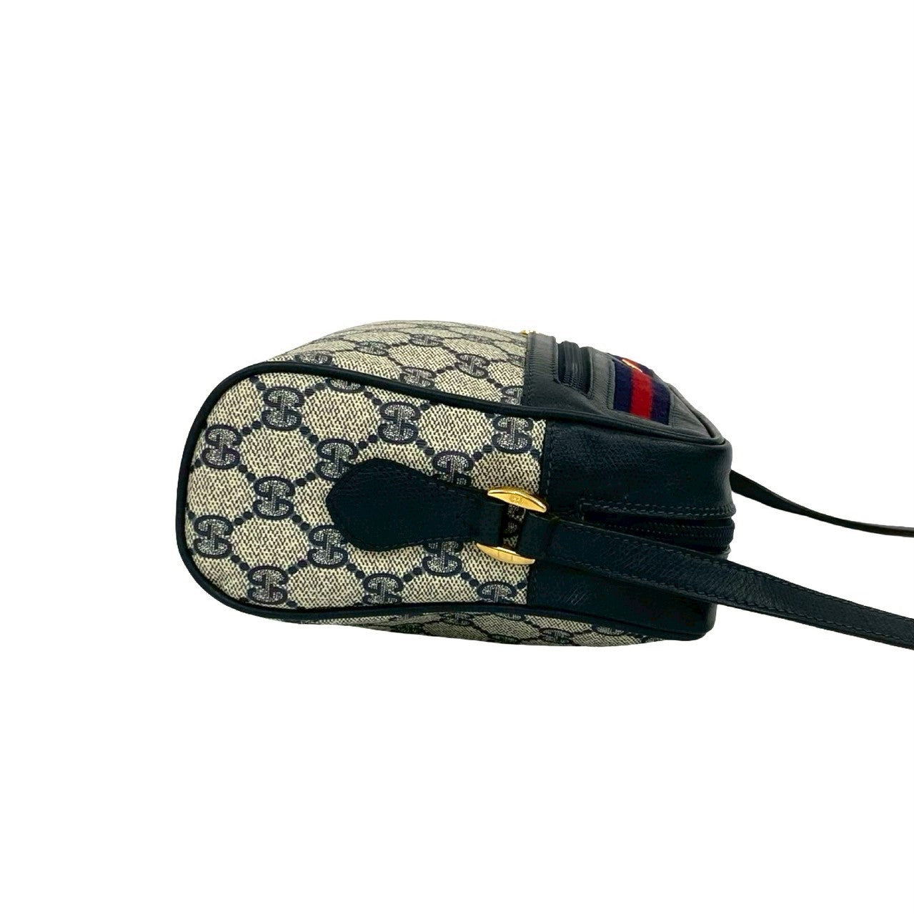 GUCCI Shoulder Bag leather Navy Sherry line