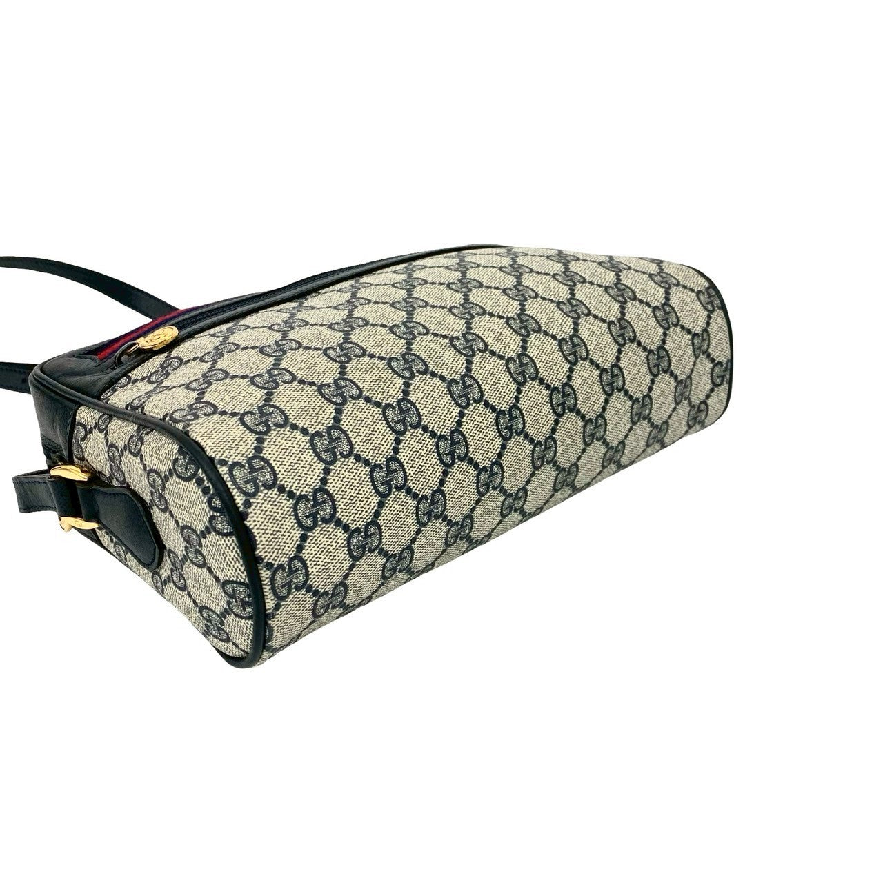 GUCCI Shoulder Bag leather Navy Sherry line