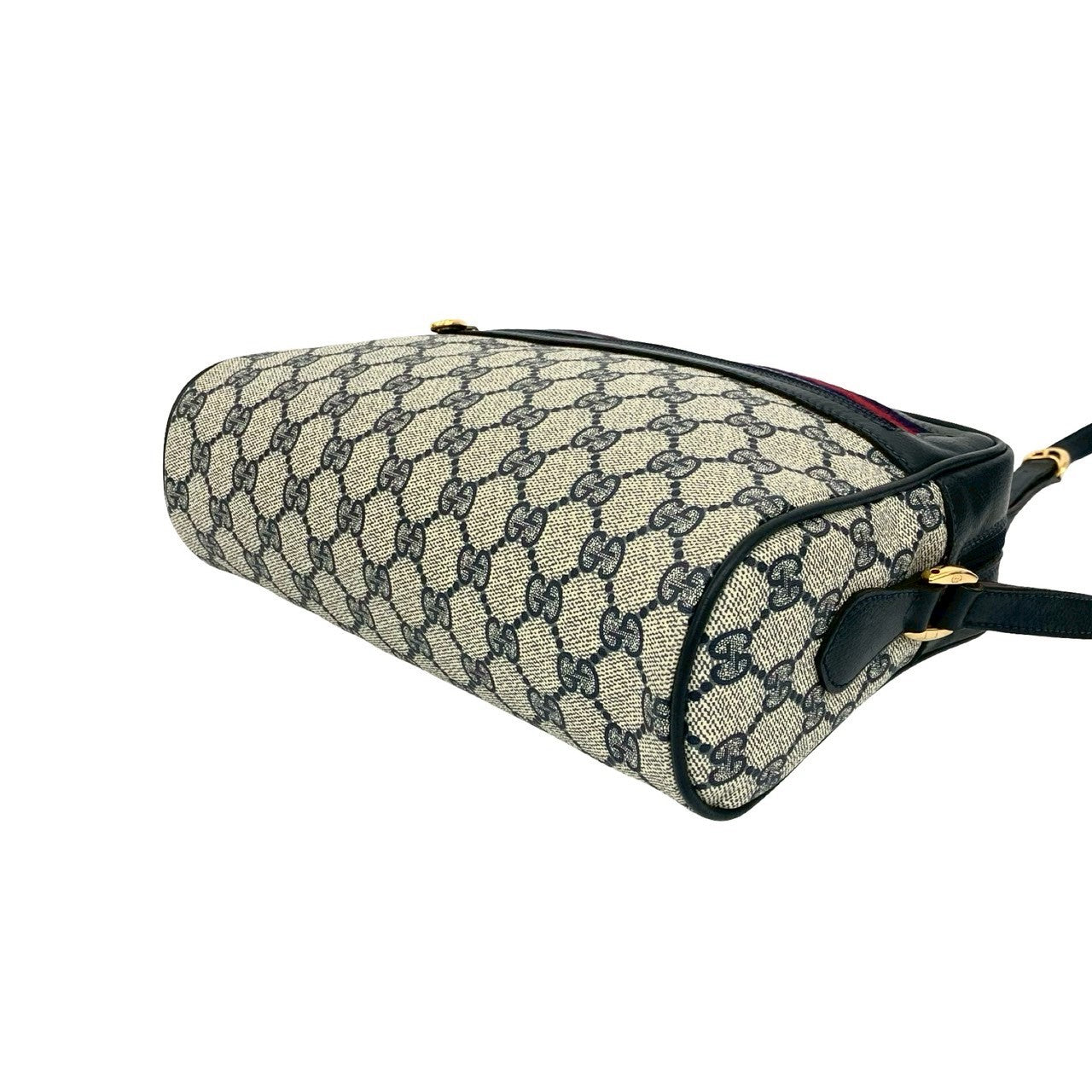 GUCCI Shoulder Bag leather Navy Sherry line