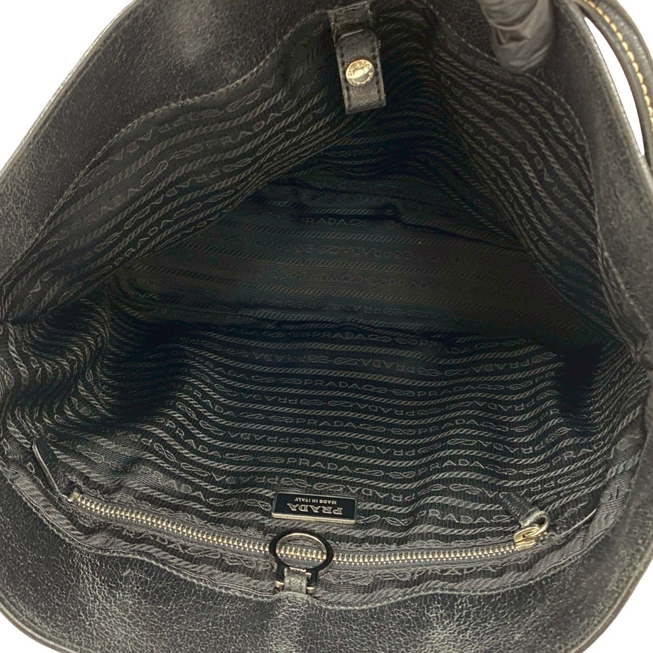 PRADA Tote Bag leather black