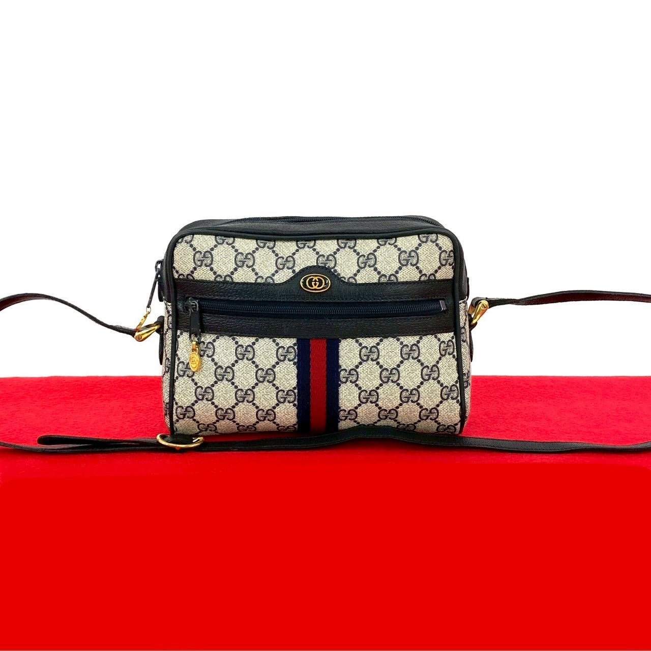 GUCCI Shoulder Bag leather Navy