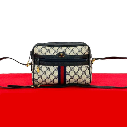 GUCCI Shoulder Bag leather Navy