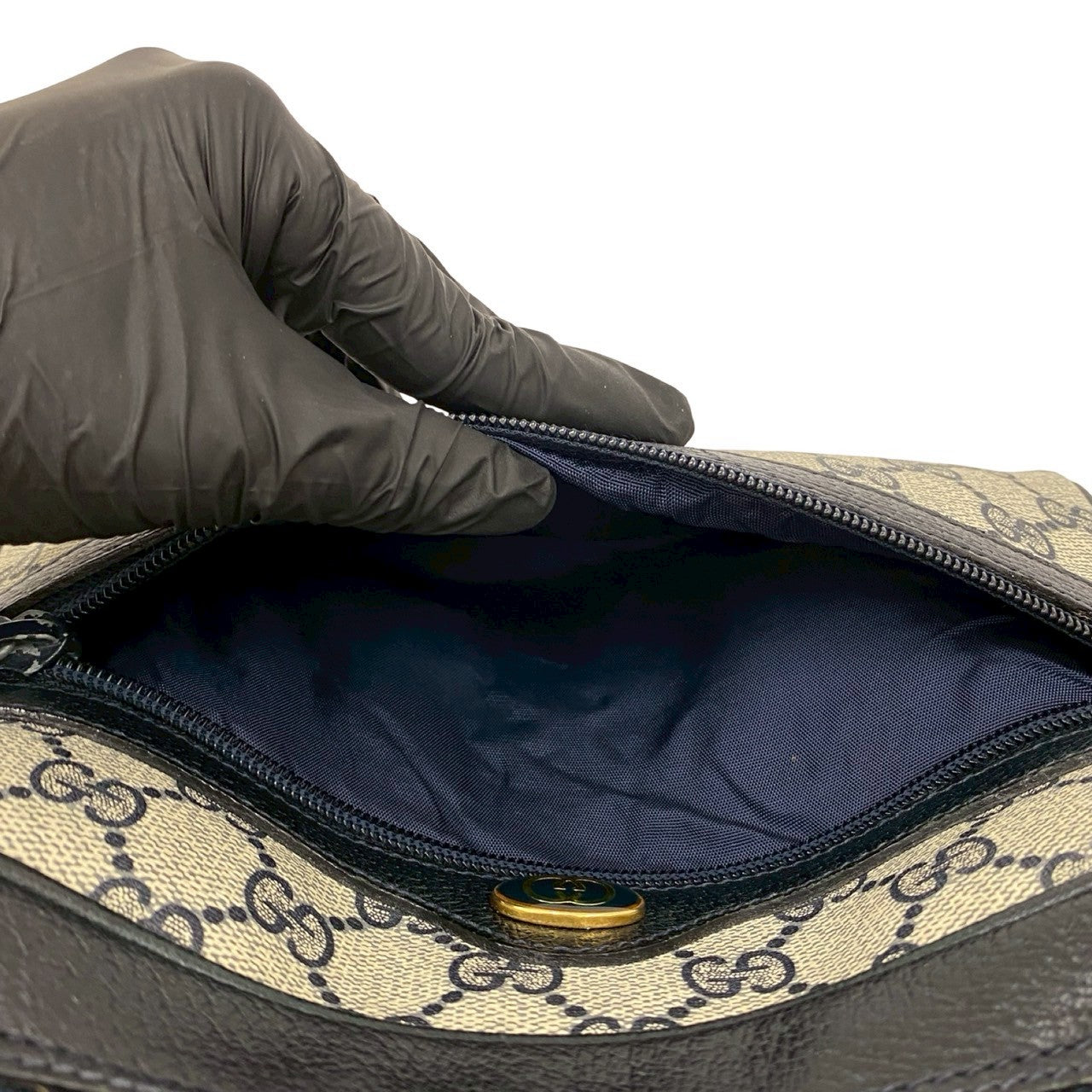 GUCCI Shoulder Bag leather Navy