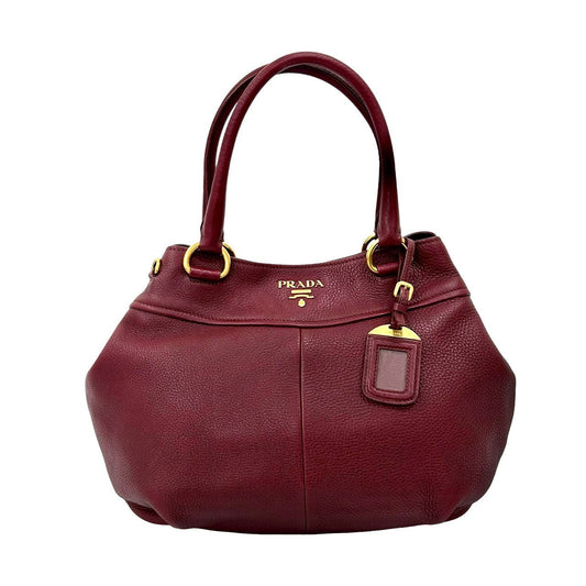 PRADA Handbag leather wine-red