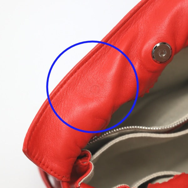 LOEWE Shoulder Bag 380 82 E17 leather Red 2WAY leather Tassel Women Used Authentic