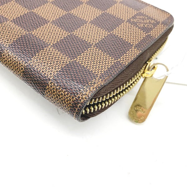 LOUIS VUITTON Long Wallet Purse N41661 Damier canvas Brown Zip Around Damier Zippy wallet unisex(Unisex) Used Authentic