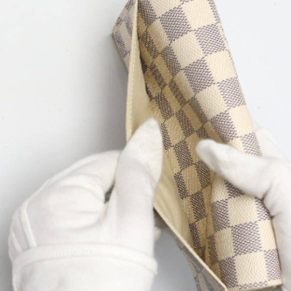 LOUIS VUITTON Long Wallet Purse N63208 Damier Azur Canvas Two-tone (gray) Long Wallet Purse Damier Azur Portefeuille Sara Women Used Authentic