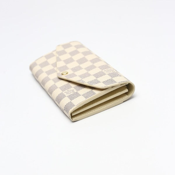LOUIS VUITTON Long Wallet Purse N63208 Damier Azur Canvas Two-tone (gray) Long Wallet Purse Damier Azur Portefeuille Sara Women Used Authentic