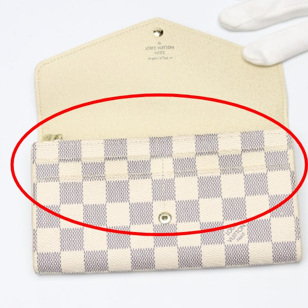 LOUIS VUITTON Long Wallet Purse N63208 Damier Azur Canvas Two-tone (gray) Long Wallet Purse Damier Azur Portefeuille Sara Women Used Authentic