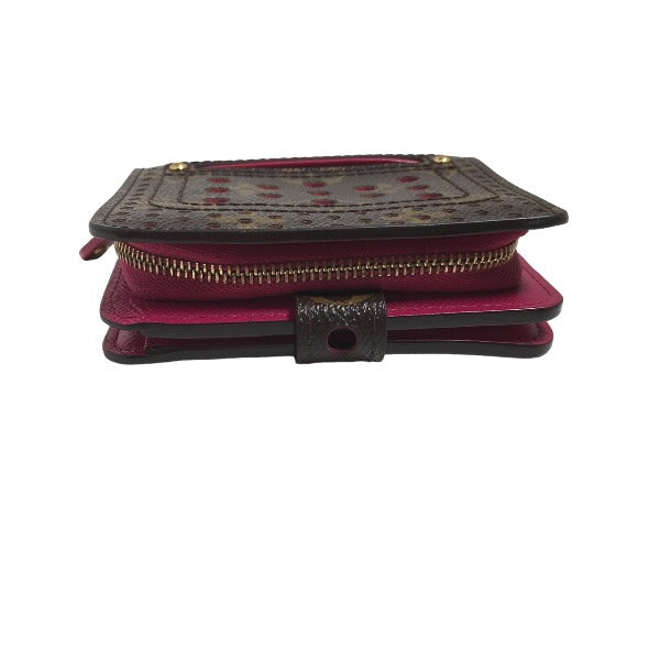 LOUIS VUITTON Bifold Wallet M95188 Monogram Perfo Fuchsia Zip Around Monogram Perfo Two fold wallet Women Used Authentic