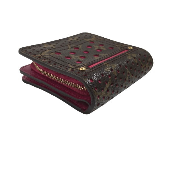LOUIS VUITTON Bifold Wallet M95188 Monogram Perfo Fuchsia Zip Around Monogram Perfo Two fold wallet Women Used Authentic