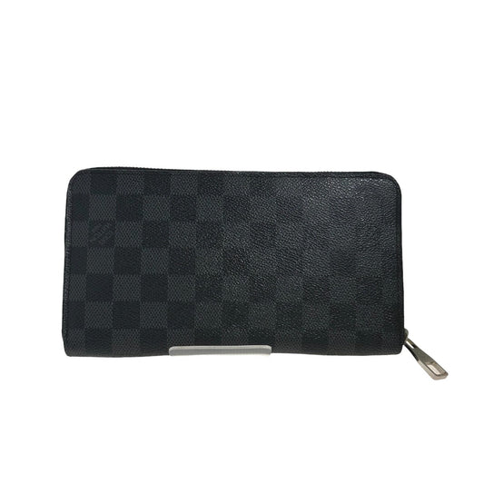 LOUIS VUITTON Long Wallet Purse N63077 Damier Grafitto Canvas black Zip Around Damier Graphite Zippy Organizer mens Used Authentic
