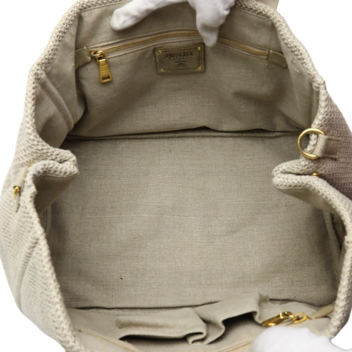 PRADA Tote Bag canvas beige 2WAY bag canvas Canapa Women Used Authentic