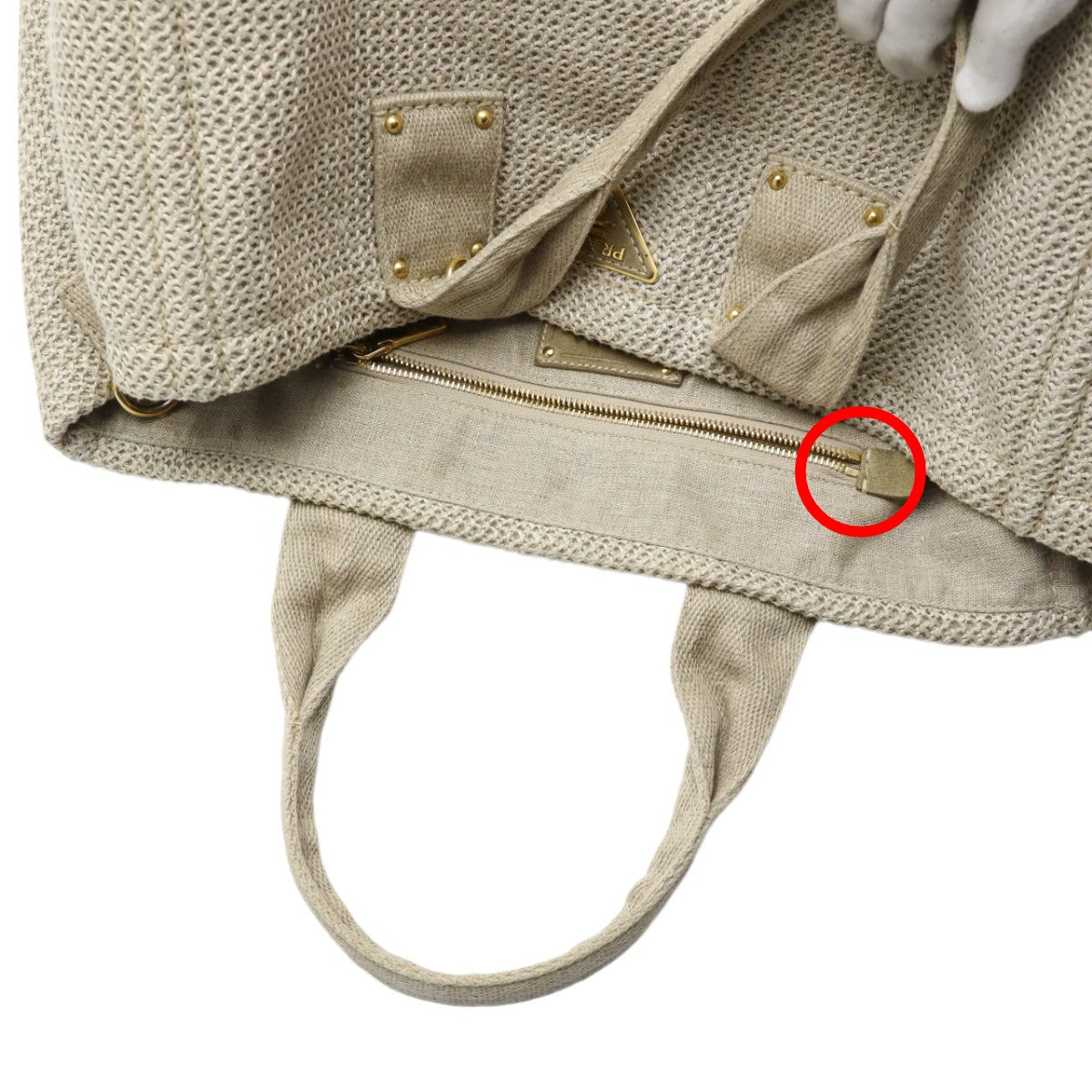 PRADA Tote Bag canvas beige 2WAY bag canvas Canapa Women Used Authentic
