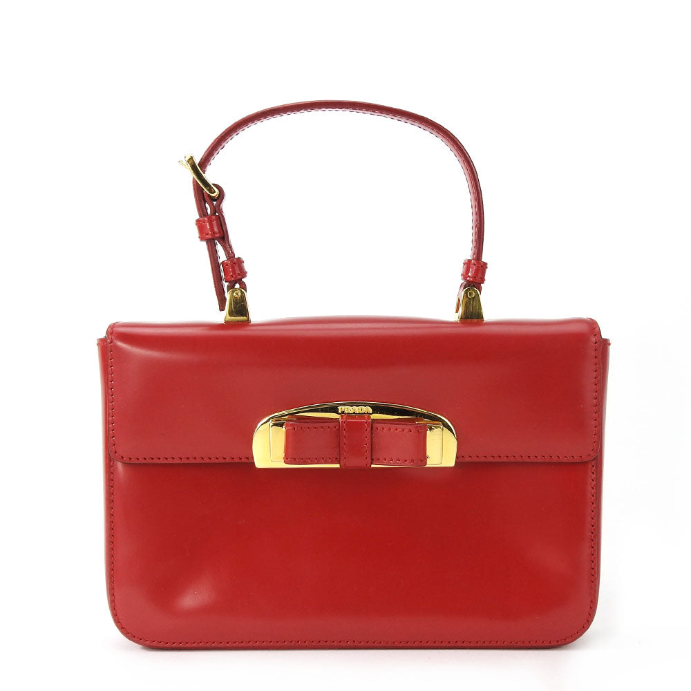 PRADA Handbag BN1670 Calfskin Red Women Used Authentic