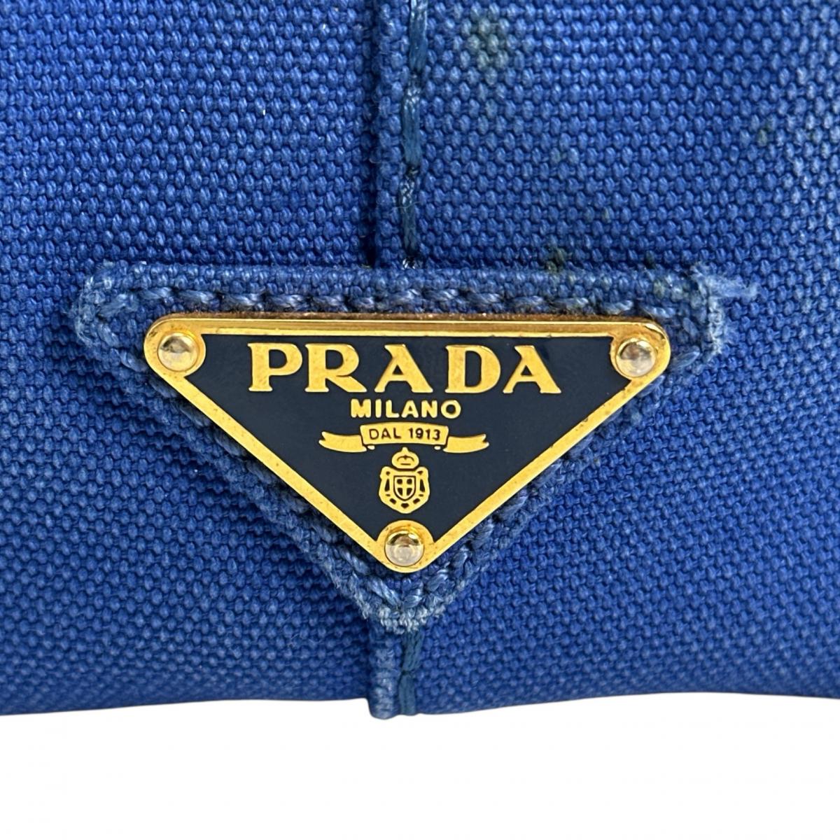 PRADA Tote Bag B2439G denim blue Shoulder Bag tote mini Canapa Women Used Authentic