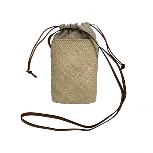 LOEWE Shoulder Bag Calfskin beige Crossbody Carry Irakayashi & Calfskin Square pocket Women Used Authentic