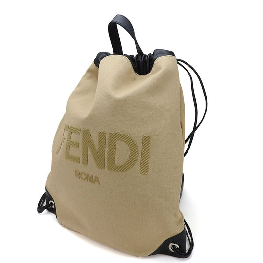 FENDI Backpack 7VZ057 Canvas, Leather beige Women Used Authentic