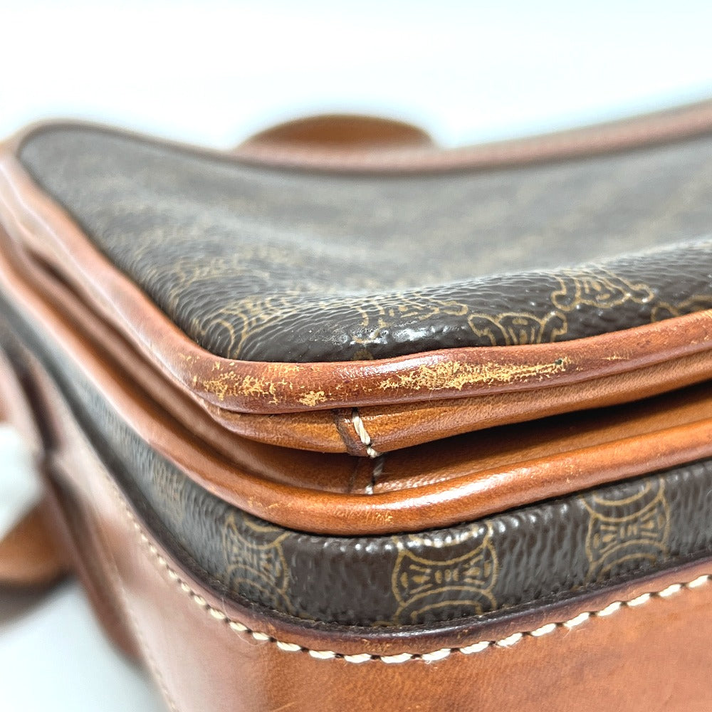 CELINE Shoulder Bag PVC / Leather Brown Macadam