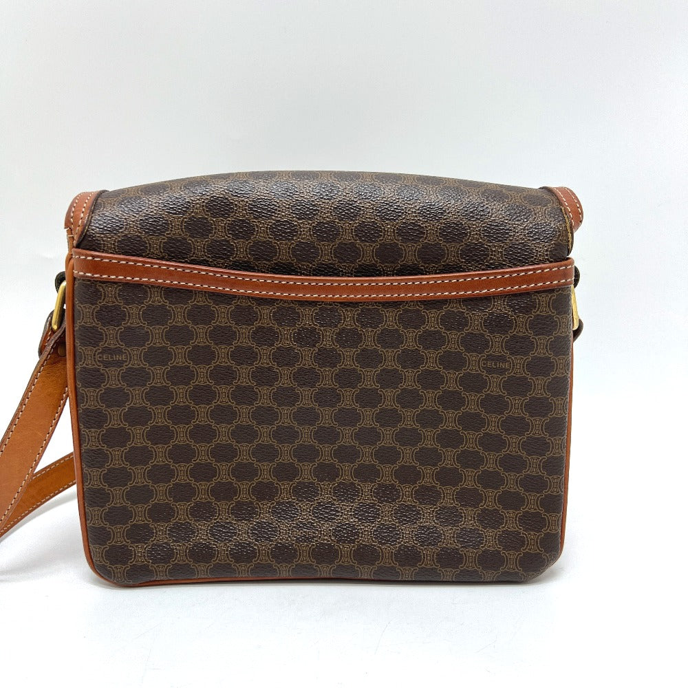 CELINE Shoulder Bag PVC / Leather Brown Macadam